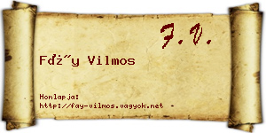 Fáy Vilmos névjegykártya